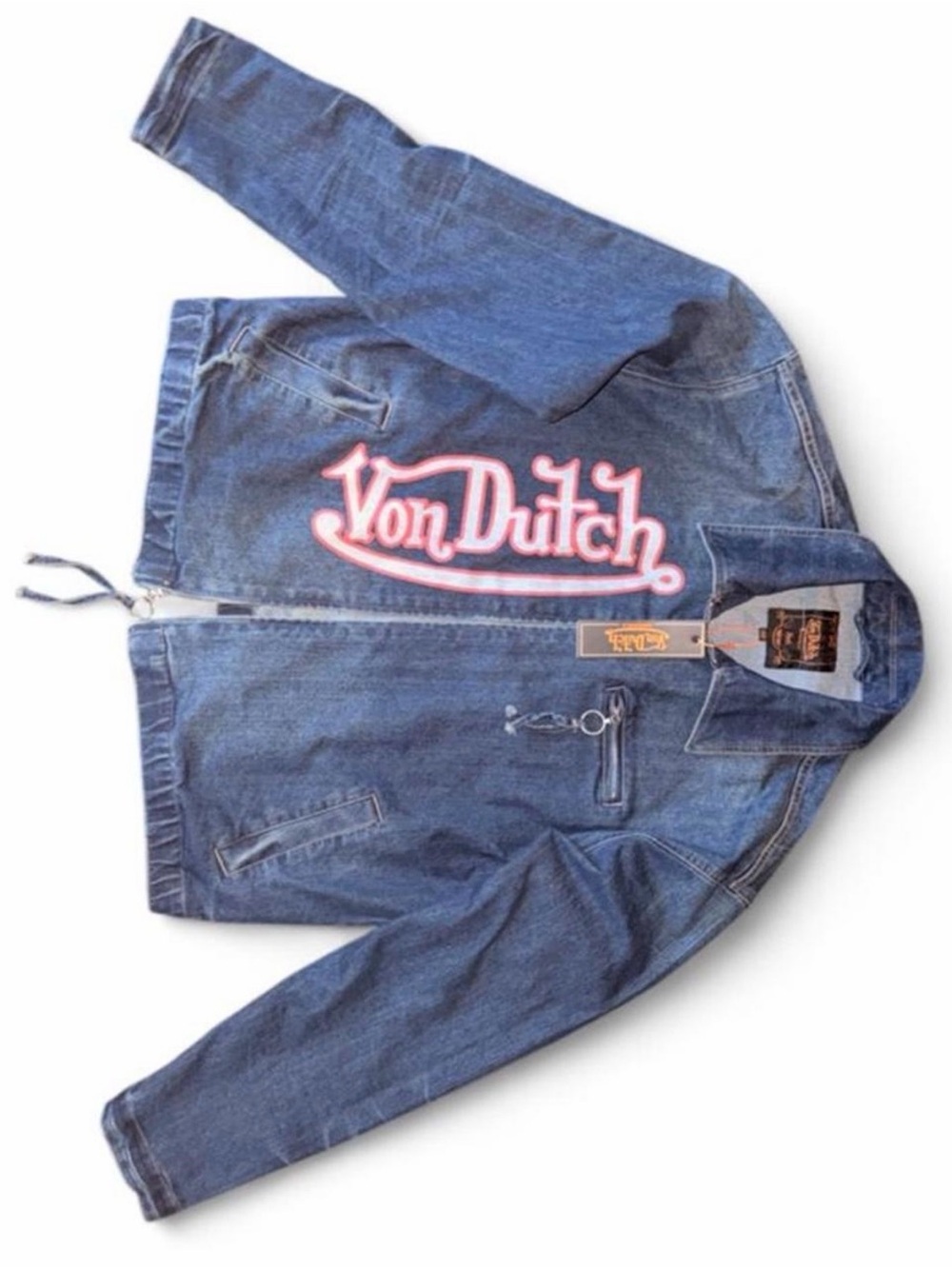 NWT Von Dutch Full-Zip Denim Jacket - Bold Script & Oval Logo (Y2K / Streetwear)